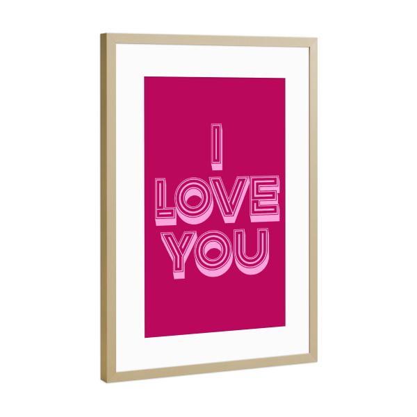 Poster mit Rahmen Gold "I love You Retro" artboxONE - Typografie,Liebe,Für Mama