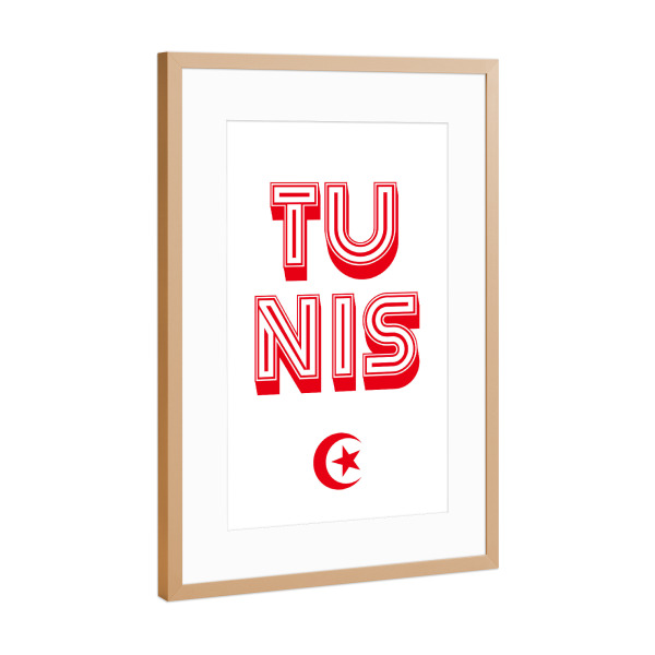 Poster mit Rahmen Kupfer "Tunis" artboxONE - Städte,Typografie,Reise,Reise / Afrika,Reise / Länder