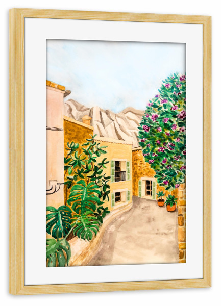 Poster mit Rahmen kiefer "Fornalutx Village" artboxONE - Natur,Reise,Reise / Länder