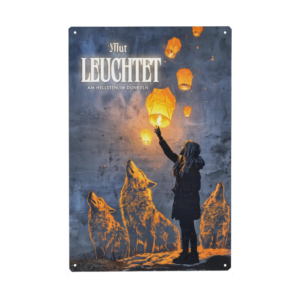 Holzbild "Mut leuchtet" artboxONE - Streetart