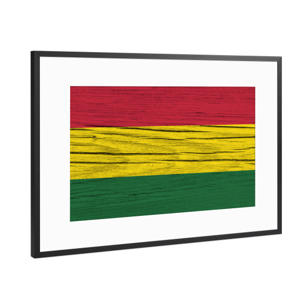 Poster mit Rahmen Schwarz (Metallic) "Bolivia Flag" artboxONE - Reise,Reise / Länder