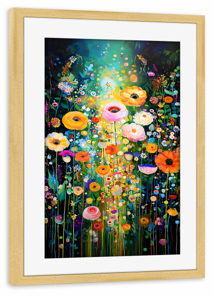 Poster mit Rahmen kiefer "Wiesenblumen B (matart)" artboxONE - Natur,Floral - Blumen,Wiese,Natur,Modern,Kunst