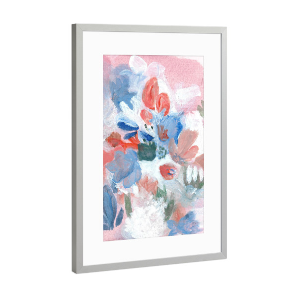 Poster mit Rahmen Silber "Blumen aus Paris" artboxONE - Floral - Blumen,Blumenstrauß,Floral,Girls,Modern,Malerei,Kunst