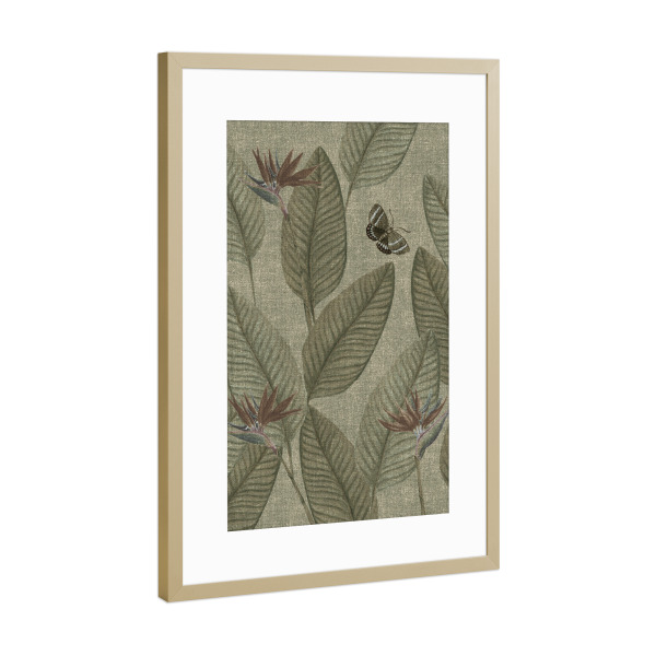 Poster mit Rahmen Gold "Jungle Life Antique Due" artboxONE - Natur,Floral