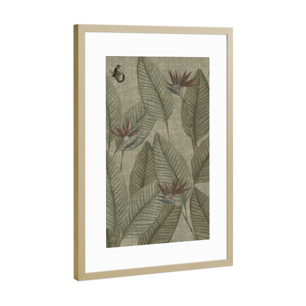 Poster mit Rahmen Gold "Jungle Life Antique Uno" artboxONE - Natur,Floral