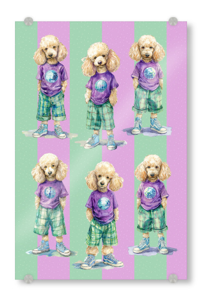 Acrylglasbild "Schicke Welpenparade" artboxONE - Abstrakt - Welpe,Welpe,Hündchen,Welpen,Disco,Modern