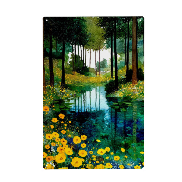 Metall Poster "Wald im Klimt-Stil K" artboxONE - Natur,Floral - Wald,Natur,Klimt,Baum,Botanik,Aquarell - Blechschild