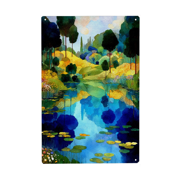 Metall Poster "Wald im Klimt-Stil F" artboxONE - Natur,Floral - Wald,Natur,Klimt,Baum,Botanik,Aquarell - Blechschild