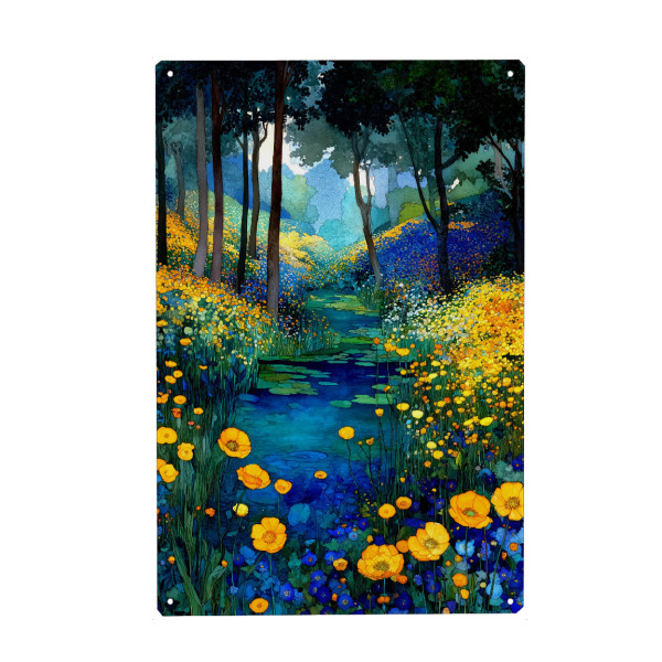 Holzbild "Wald von Klimt Stil I" artboxONE - Natur,Floral - Wald,Natur,Klimt,Baum,Botanik,Aquarell