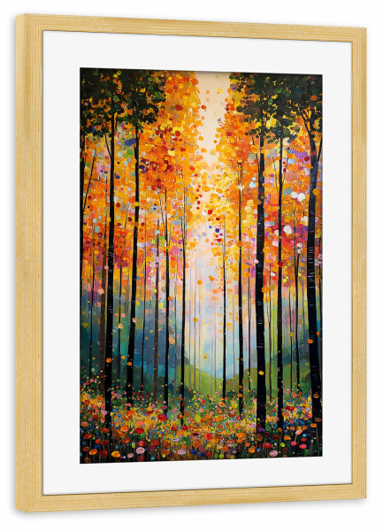Poster mit Rahmen kiefer "Wald A, style Klimt (matart)" artboxONE - Natur,Floral - Wald,Blumen,Natur,Modern,Kunst,Gustav klimt,Klimt