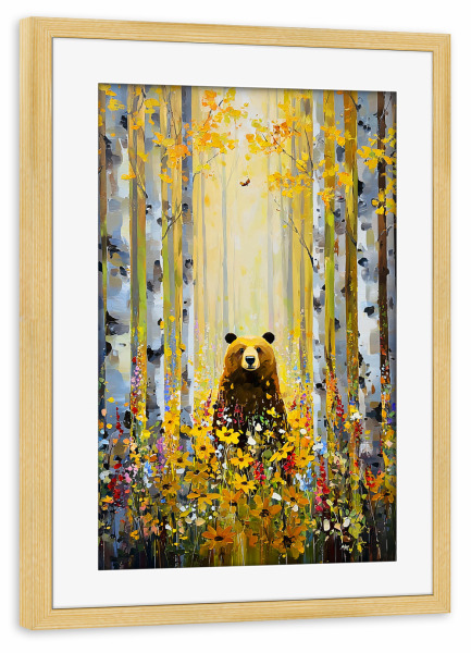 Poster mit Rahmen kiefer "Wald E, style Klimt (matart)" artboxONE - Natur,Floral,Tiere - Wald,Blumen,Bär,Natur,Modern,Kunst,Gustav klimt,Klimt