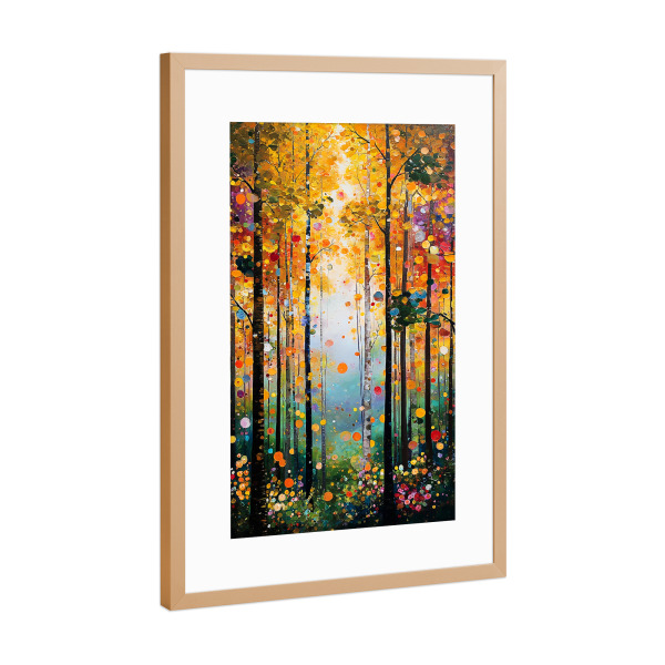 Poster mit Rahmen Kupfer "Wald B, style Klimt (matart)" artboxONE - Natur - Wald,Blumen,Natur,Modern,Kunst,Gustav klimt,Klimt