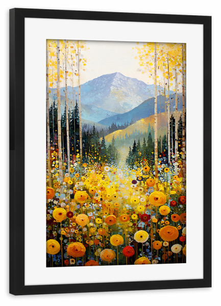 Poster mit Rahmen schwarz "Wald C, style Klimt (matart)" artboxONE - Natur - Wald,Gebirge,Blumen,Natur,Modern,Kunst,Gustav klimt,Klimt