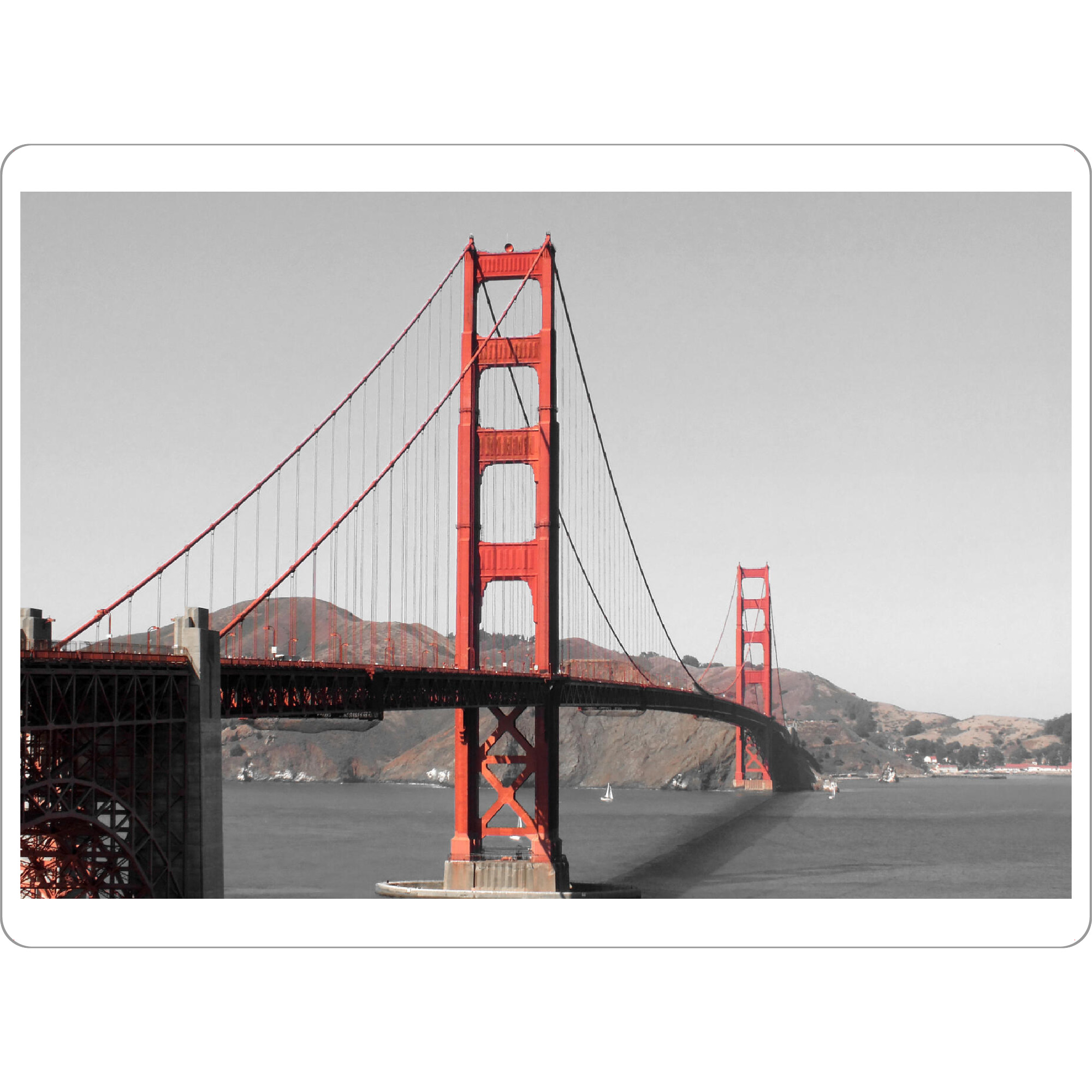 Tischset "Golden Gate Bridge s/w+rot" artboxONE - Reise,Schwarzweiß,Reise / Strand und Meer,Reise / Länder,Städte / San Francisco