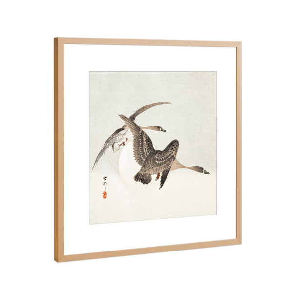Poster mit Rahmen Kupfer "Gänse und Vollmond" artboxONE - Natur,Tiere,Für Mama