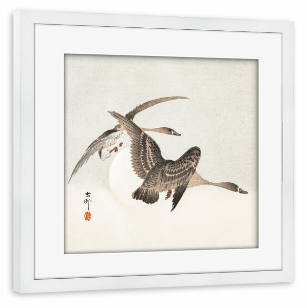 Poster mit Rahmen weiß "Gänse und Vollmond" artboxONE - Natur,Tiere,Für Mama