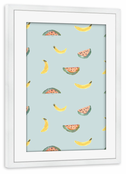 Poster mit Rahmen weiß "Fruits pastell" artboxONE - Essen & Trinken / Obst & Gemüse - Essen,Restaurant,Früchte,Watermelon