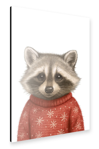 Alu-Dibond "Waschbär im Weihnachtspullover" 30x20 cm artboxONE