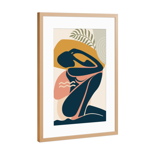 Poster mit Rahmen Kupfer "Quietude in Ochre and Teal" artboxONE - Abstrakt