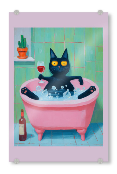 Acrylglasbild "Katze im Schaumbad" artboxONE - Tiere,Essen & Trinken / Alkohol,Lustig