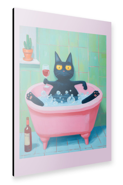 Alu-Dibond "Katze im Schaumbad" 30x20 cm artboxONE