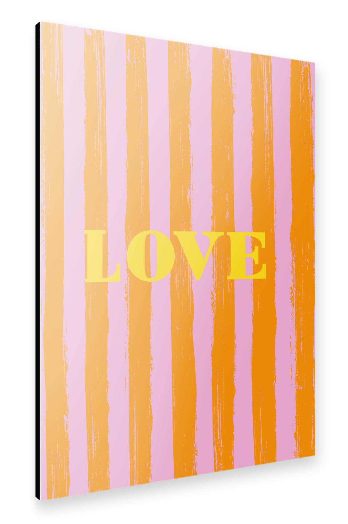 Alu-Dibond "LOVE - Orange Pink gestreift" 75x50 cm artboxONE