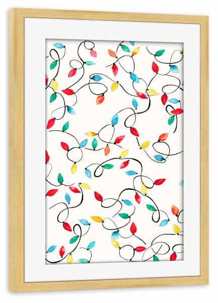 Poster mit Rahmen kiefer "Weihnachtsbunte fröhliche Lichter" artboxONE - Für Kinder,Menschen,Weihnachten,Für Mama,Lustig