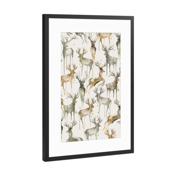 Poster mit Rahmen Schwarz (Metallic) "Hirsch Muster" artboxONE - Natur,Tiere,Abstrakt,Männer,Lustig