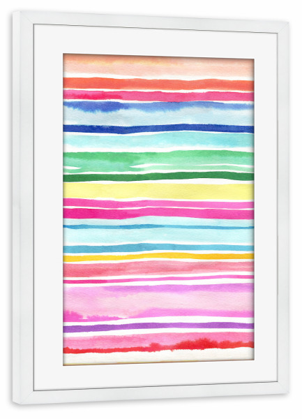 Poster mit Rahmen weiß "Sommer bunte Streifen rosa" artboxONE - Abstrakt,Geometrie,Fiktion,Marmor,Lustig