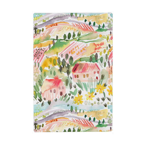 Holzbild "Toskana Aquarell Landschaft" artboxONE - Natur,Architektur,Städte / Weitere,Für Mama,Für Papa