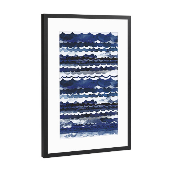 Poster mit Rahmen Schwarz (Metallic) "Sea Ocean Waves Coastal Indigo" artboxONE - Natur,Abstrakt,Fiktion,Für Mama,Für Papa