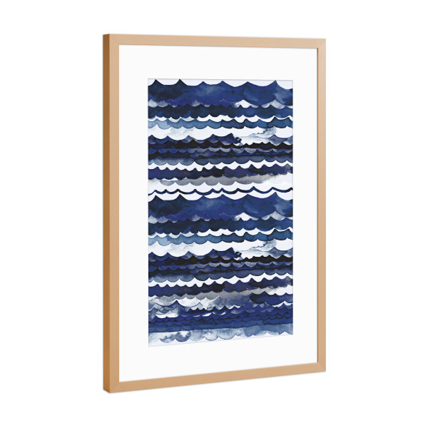 Poster mit Rahmen Kupfer "Sea Ocean Waves Coastal Indigo" artboxONE - Natur,Abstrakt,Fiktion,Für Mama,Für Papa