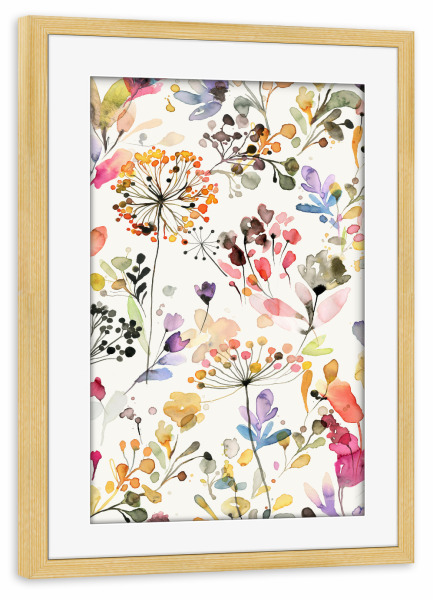 Poster mit Rahmen kiefer "Wilde botanische Pflanzen" artboxONE - Natur,Floral,Abstrakt,Für Mama,Festivals