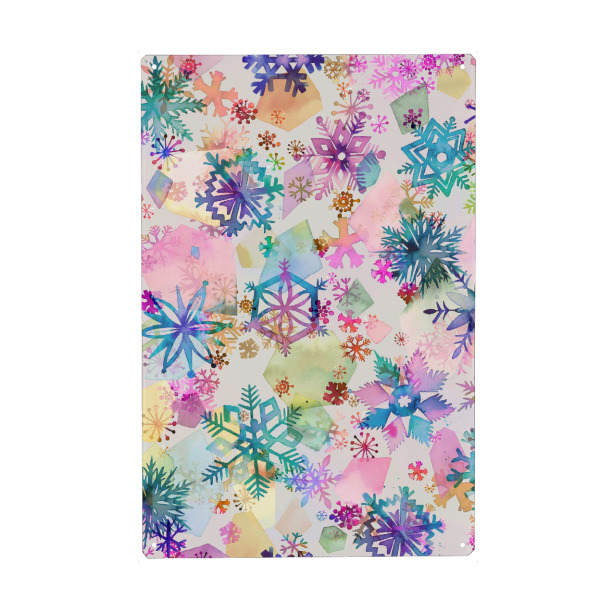 Metall Poster "Winter bunte Schneesterne rosa" artboxONE - Natur,Abstrakt,Geometrie,Fashion,Weihnachten