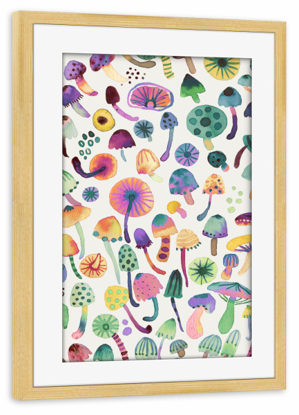 Poster mit Rahmen kiefer "Pilze Wald Natur Grün" artboxONE - Natur,Floral,Für Mama,Für Papa,Lustig