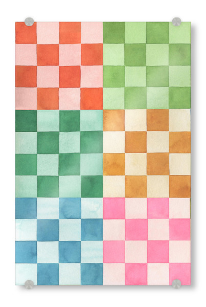 Acrylglasbild "Schachbrettgitter bunt" artboxONE - Menschen,Architektur,Geometrie,Fiktion,Für Papa