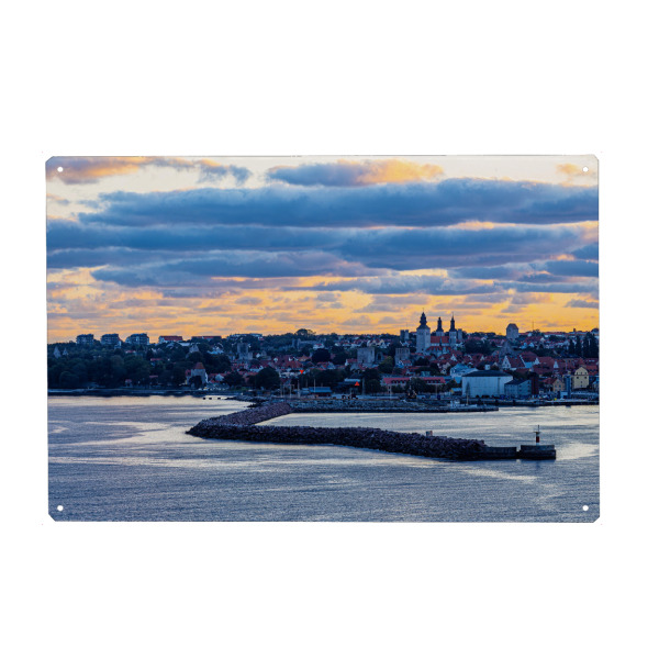 Holzbild "Hafeneinfahrt mit Mole" artboxONE - Natur,Reise,Architektur,Reise / Strand und Meer,Reise / Länder