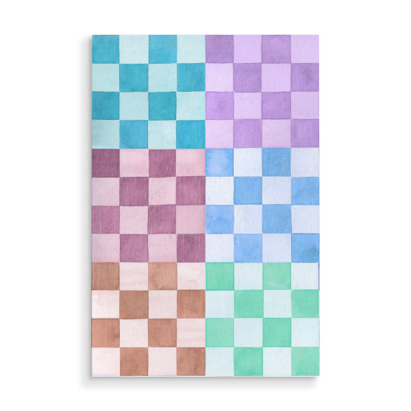 Holzbild "Schachbrettgitter Blau" artboxONE - Abstrakt,Menschen,Architektur,Geometrie