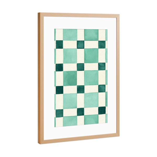 Poster mit Rahmen Kupfer "Modernes Schachbrettgrün" artboxONE - Abstrakt,Architektur,Geometrie,Für Papa,Männer