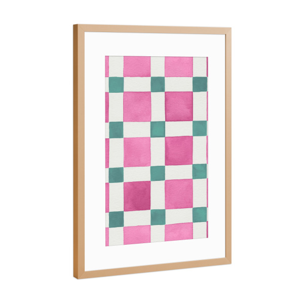 Poster mit Rahmen Kupfer "Modernes Schachbrett-Mosaik-Rosa" artboxONE - Abstrakt,Architektur,Geometrie,Liebe,Für Mama