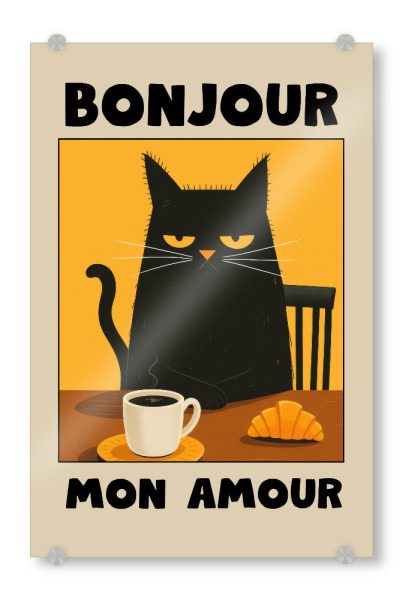 Acrylglasbild "Bonjour Mon Amour Kat" artboxONE - Tiere,Essen & Trinken