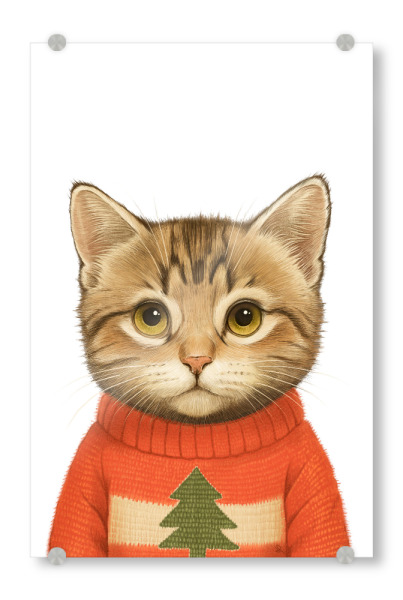 Acrylglasbild "Katze im Weihnachtspullover" artboxONE - Tiere,Weihnachten,Lustig
