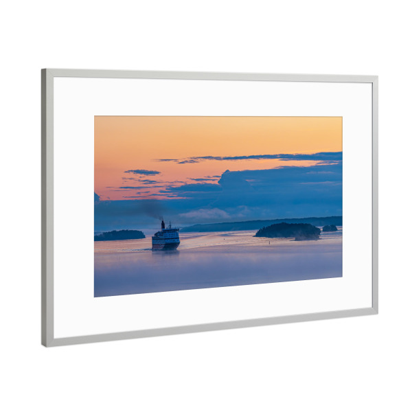 Poster mit Rahmen Silber "Nebel und Sonnenaufgang" artboxONE - Natur,Reise,Reise / Strand und Meer,Reise / Länder