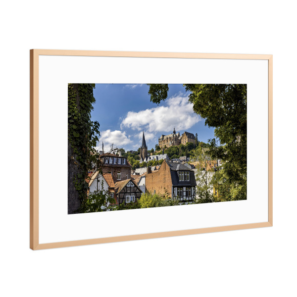 Poster mit Rahmen Kupfer "Hessen in Marburg" artboxONE - Architektur - Marburg,Hessen,Schloss,Landgrafen schloss,Lahn