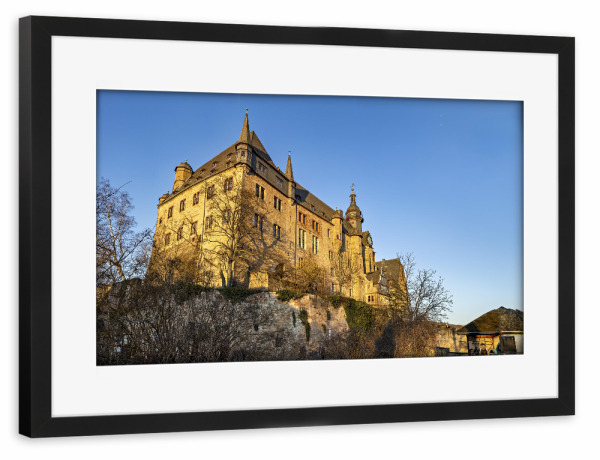 Poster mit Rahmen schwarz "Schloss der Landgrafen von Hessen" artboxONE - Architektur - Marburg,Hessen,Schloss,Landgrafen schloss,Lahn