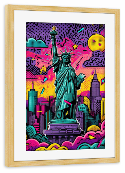 Poster mit Rahmen kiefer "Kunst für Freiheit" artboxONE - Städte / New York,Reise,Comic,Abstrakt,Streetart