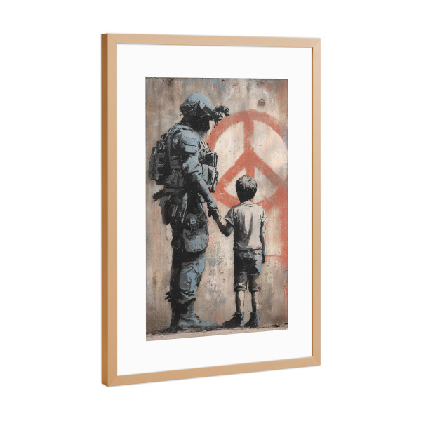 Poster mit Rahmen Kupfer "Weg zum Frieden" artboxONE - Abstrakt,Menschen,Liebe,Streetart