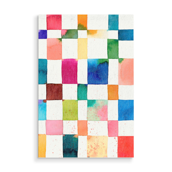 Holzbild "Schachbrett-Plaids bunt" artboxONE - Abstrakt,Architektur,Geometrie,Lustig