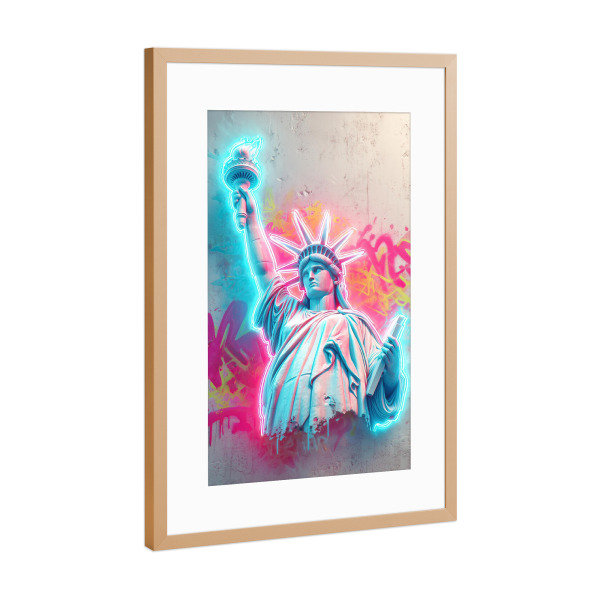 Poster mit Rahmen Kupfer "Liberty Reloaded" artboxONE - Städte / New York,Menschen,Architektur,Streetart