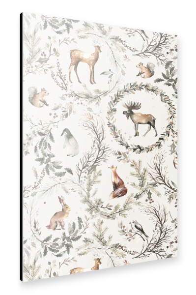 Alu-Dibond "Woodland Toile Wintertiere" 75x50 cm artboxONE